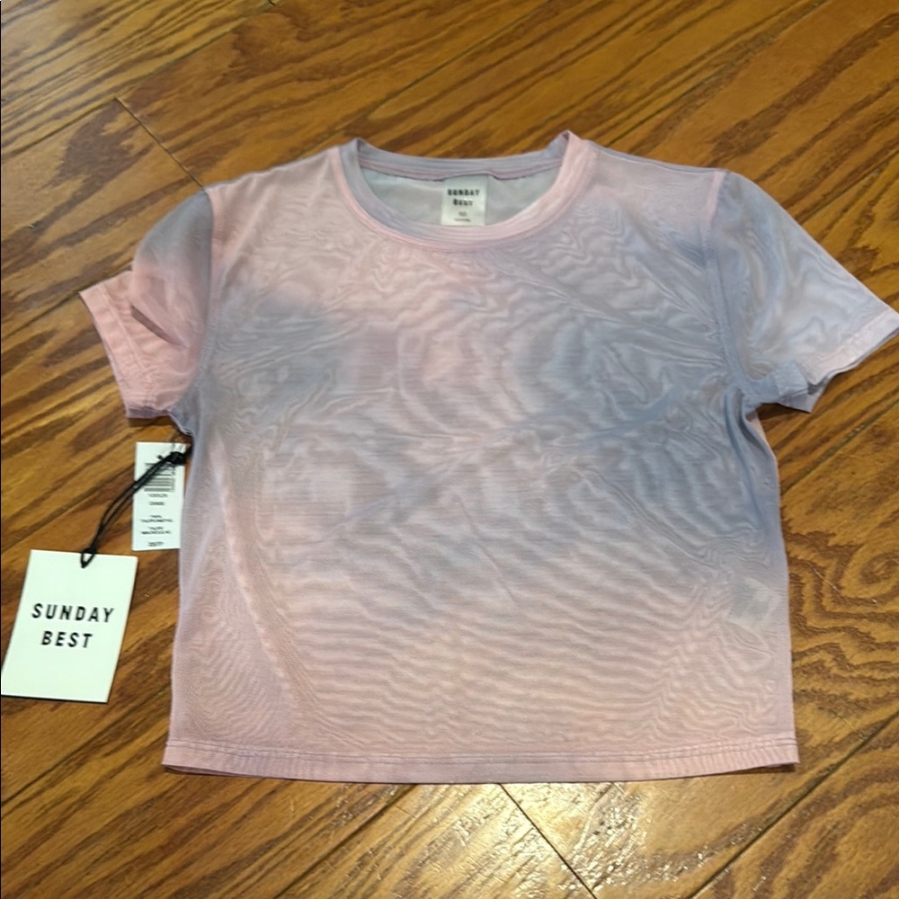Sunday Best Pink and Purple Mesh Top
